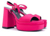 Sandali donna in raso fucsia tacco 100 con plateau