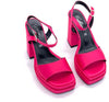 Sandali donna in raso fucsia tacco 100 con plateau