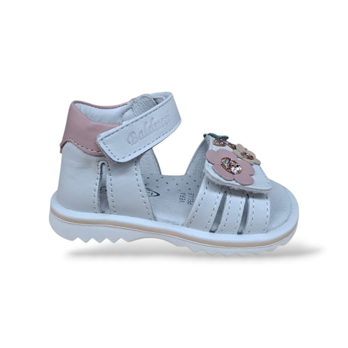 Sandali Tallonati Primi Passi Balducci Cita 7366 Bianco-Rosa – Pelle con Velcro