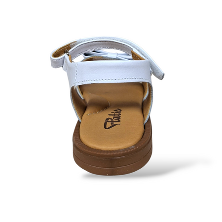 Sandali Bambina Eleganti Cerimonia Platis P3254 Bianco Pelle Fiocco Velcro Comunione