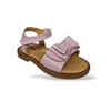 Sandali Bambina Eleganti Cerimonia Platis P3254 Cipria Rosa Pelle Fiocco Velcro Comunione