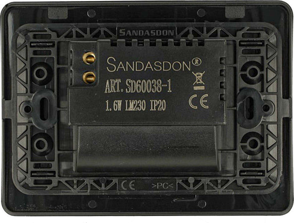 SANDASDON-Segnapasso-Led-Con-Sensore-Nero-220V-1,6W-Caldo-3500K-Per-Scatola-503-Compatibile-Con-Bticino-Matix