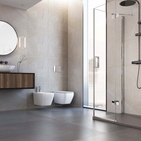Sanitari-Sospesi-Filo-Muro-in-ceramica-bianca-con-copri-vaso-frizionato-Qubo
