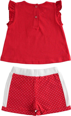 SARABANDA Completo in jersey stretch t-shirt con rouches e short per bambina 1871273800 12738 Completino Set Estivo Rosso Bimba Abbigliamento Sanitaria Gioia del Bimbo - Villa San Giovanni, Commerciovirtuoso.it