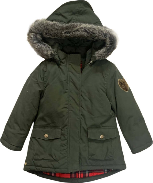 Sarabanda Parka Verde Bimba Imbottito Cappotto con Cappuccio Tasche e Interno Pile Parka Invernale Bambina Verde Classico Corona di Eco Pelliccia Moda/Bambine e ragazze/Abbigliamento/Giacche e cappotti/Cappotti Mondo Bimbo - Bagnara Calabra, Commerciovirtuoso.it