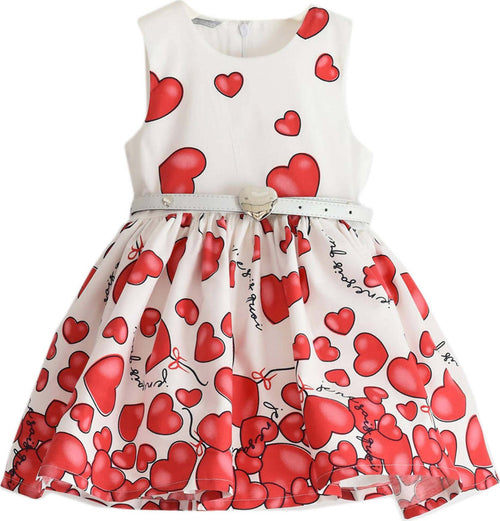 Sarabanda Vestito Bambina Bianco Rosso Senza Maniche Con Cuori Vestitino Elegante Con Cintura E Gonna Ampia Moda/Bambine e ragazze/Abbigliamento/Abiti/Elegante Mondo Bimbo - Bagnara Calabra, Commerciovirtuoso.it