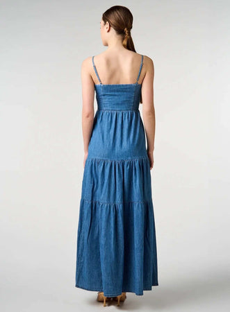 Sarah-Chole-Vestito-Donna-Jeans-Estivo-Lungo-Casual-LIAM-Abito-In-Cotone-Denim-Blu