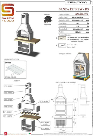 Sarom Barbecue In Muratura Santa Fe Bbq Esterno A Carbonella Barbeque Piano Di Lavoro 114 Cm