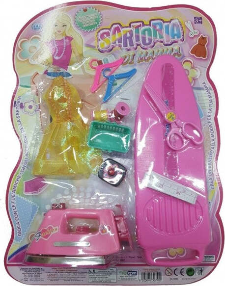 Sartoria-Di-Mamma-Asse-Da-Stiro-Ferro-Forbicine-Carrello-Metro-Gioco-Bambine