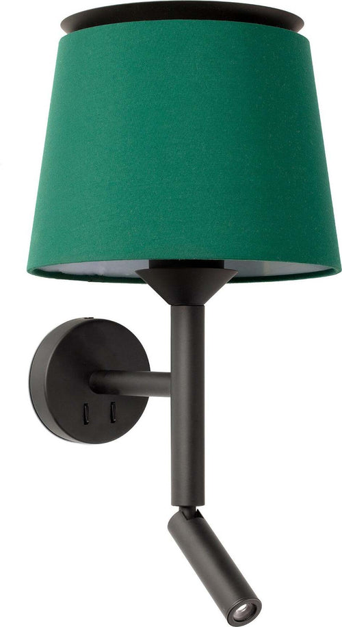 SAVOY Lampada da parete con lettore nera/verde Illuminazione/Illuminazione per interni/Illuminazioni per pareti/Applique Led Mall Home - Napoli, Commerciovirtuoso.it