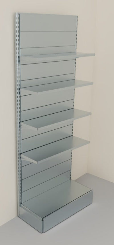 Scaffalatura da negozio a parete in metallo zincato con piani con mensole cm. 100x40x250h