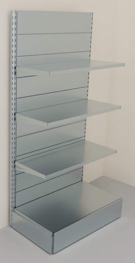 Scaffalatura metallica zincata per negozio a parete cm. 100x50x200h