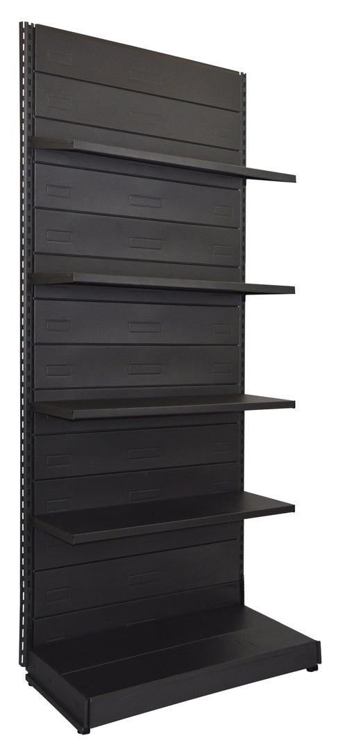 Scaffale in metallo verniciato nero ghisa per arredamento negozi cm. 100x40x250h