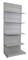 Scaffale metallico verniciato alluminio per arredo negozio cm. 97x50x250h