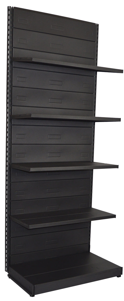 Scaffale in metallo verniciato nero ghisa per arredo negozio cm. 100x50x250h