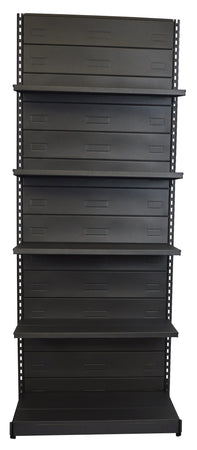 Scaffale in metallo verniciato nero ghisa per arredo negozio cm. 100x50x250h