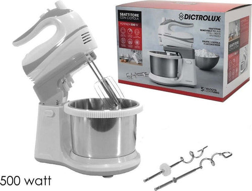 Sbattitore Con Ciotola 2.5lt In Acciaio Girevole 5 Velocit? + Turbo 500w 585606 Casa e cucina/Elettrodomestici per la cucina/Robot da cucina frullatori e impastatrici/Mixer da cucina/Sbattitori elettrici Trade Shop italia - Napoli, Commerciovirtuoso.it