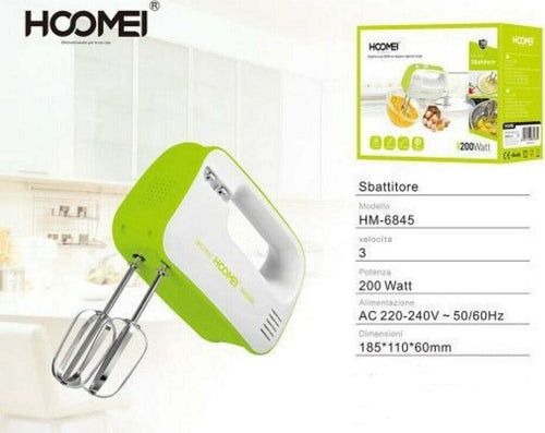 Sbattitore Elettrico 200 Watt Frullatore Impastatore 3 Velocita' Hoomei Hm-6845 Casa, arredamento e bricolage > Elettrodomestici > Sbattitori Trade Shop italia - Napoli, Commerciovirtuoso.it
