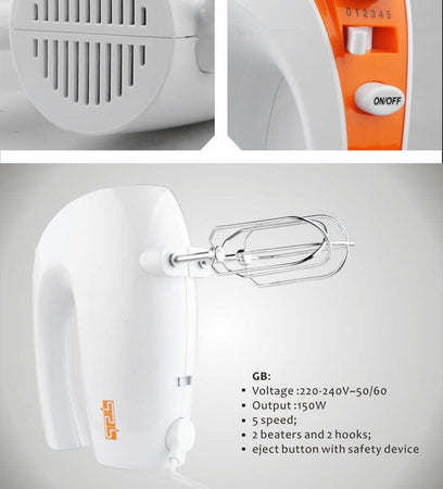 Sbattitore Elettrico 5 Velocit? Con Accessori In Acciaio Inox 150w Bianco Casa e cucina/Elettrodomestici per la cucina/Robot da cucina frullatori e impastatrici/Mixer da cucina/Sbattitori elettrici Trade Shop italia - Napoli, Commerciovirtuoso.it