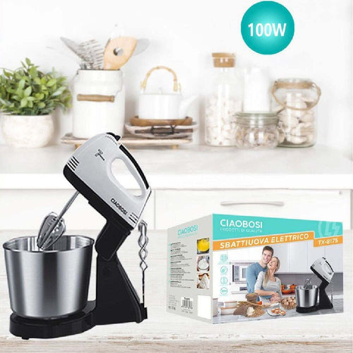 Sbattiuova Frusta Sbattitore Elettrico Miscela 100w Con Secchio Acciaio Tx-8175 Casa e cucina/Elettrodomestici per la cucina/Robot da cucina frullatori e impastatrici/Mixer da cucina/Sbattitori elettrici Trade Shop italia - Napoli, Commerciovirtuoso.it