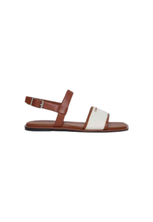 calvin klein SANDALI SQUARED FLAT SANDAL - CANVAS da donna