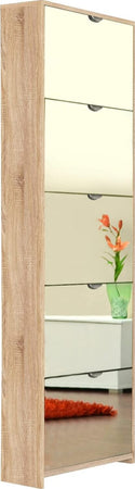 SC11-scarpiera-ingresso-moderna-bianca-2-ante-legno-salvaspazio-armadio-specchio-marrone-rovere