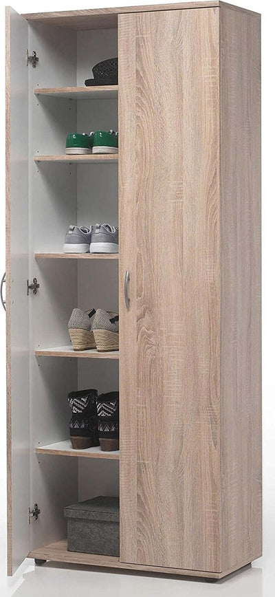 SC9-scarpiera-ingresso-moderna-bianca-2-ante-legno-salvaspazio-armadio-marrone