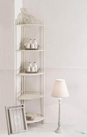 Scaffale-5-piani-angolare-stile-provenzale-in-ferro-verniciato-Bianco-Milani-Home