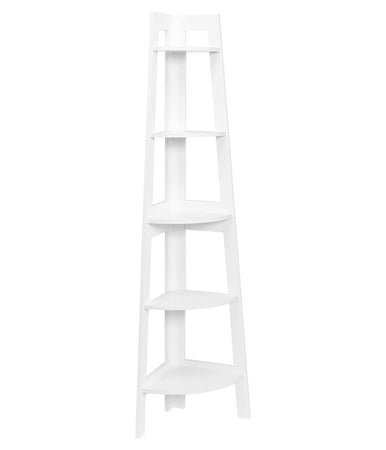 Scaffale Angolare A 5 Ripiani Mobile In Legno Arredo Per La Casa Colore Bianco