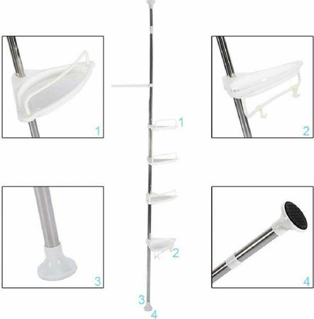 Scaffale Angolare Per Angolo Doccia Bagno Telescopico 4 Mensole Con Ganci Casa e cucina/Bagno/Accessori per il bagno/Accessori per la doccia/Mensole Trade Shop italia - Napoli, Commerciovirtuoso.it