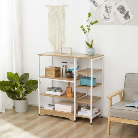 Scaffale-da-Cucina-Salvaspazio-mobile-Stile-Industriale-struttura-bianca-in-Metallo-e-Legno-anche-per-ingresso-bagno-cameretta-F801-217A