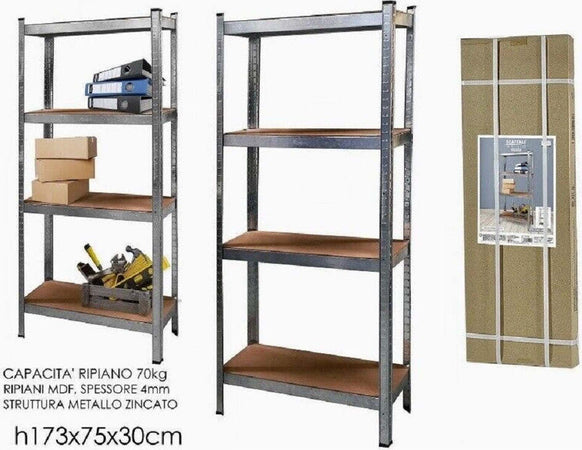 Scaffale In Metallo Zincato 4 Ripiani Fino A 240kg Antiruggine 173 X 75 X 30 Cm Fai da te/Organizzazione casa e magazzini/Scaffalature Trade Shop italia - Napoli, Commerciovirtuoso.it