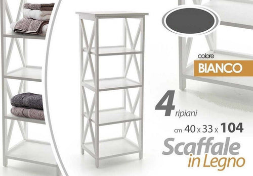 Scaffale Mobile A 4 Ripiani Mensole In Legno Colore Bianco 40x33x104 Cm 788253 Fai da te/Organizzazione casa e magazzini/Scaffalature Trade Shop italia - Napoli, Commerciovirtuoso.it