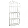 Scaffale Da Terra Stile Provenzale Ferro Bianco Intagliato 4 Ripiani
