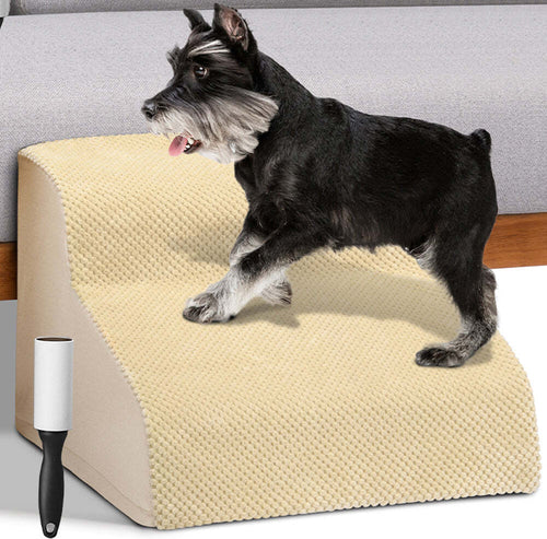 Scala-per-Animali-Domestici-Beige-2-Scalini-per-Gatti-e-Cani-Rullo-Rimuovi-Peli