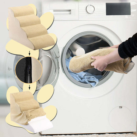 Scala-per-Animali-Domestici-Beige-4-Scalini-per-Gatti-e-Cani-Rullo-Rimuovi-Peli