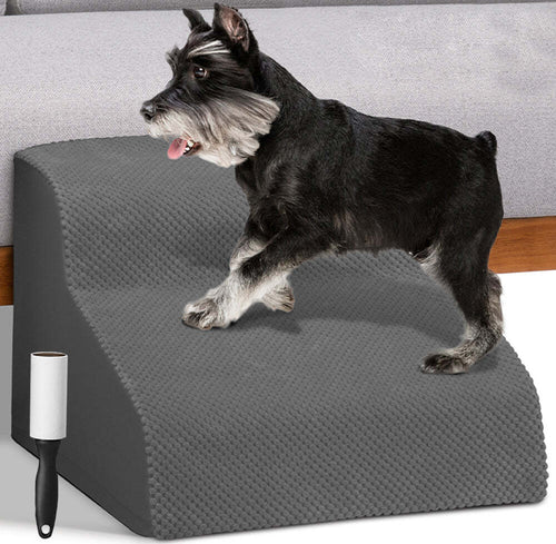 Scala-per-Animali-Domestici-Grigio-2-Scalini-per-Gatti-e-Cani-Rullo-Rimuovi-Peli