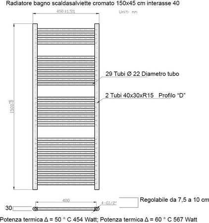Scaldasalviette-Cromato-1500x450-interasse-400mm