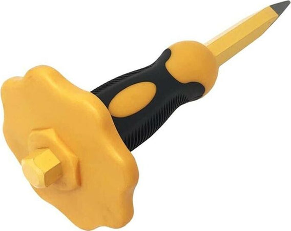 Scalpello-A-Punta-250-Mm-Con-Protezione-Mano-Per-Muratore-Pietra-Edilizia-Hoteche