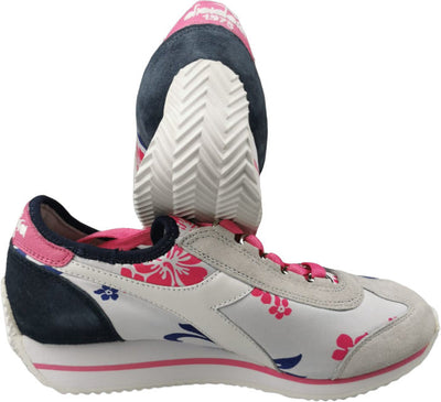 Scarpa donna Diadora Heritage Equipe HH Socks Flower Bianco Denim Rosa