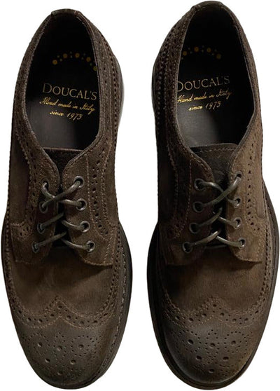 Scarpa uomo Doucal's - Derby Stringate in camoscio - Colore Testa di moro