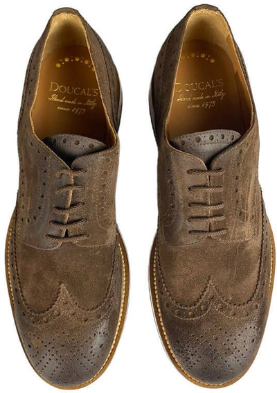 Scarpa uomo Doucal's - Derby Stringate in camoscio - Colore marrone