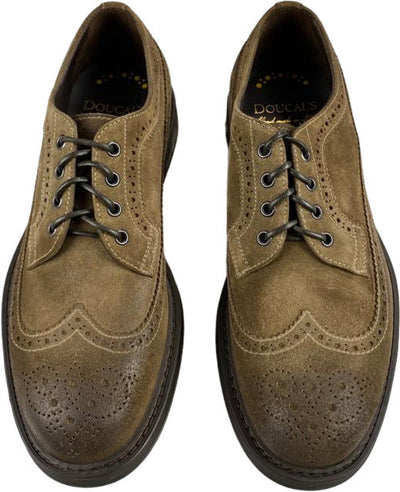 Scarpa uomo Doucal's - Derby Stringate in camoscio - Colore Tabacco sfumate