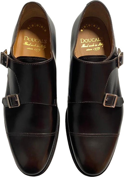 Scarpa uomo Doucal's - Doppia fibbia in pelle - Colore Testa di moro