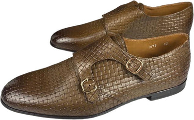 Scarpa uomo Doucal's - Mocassino doppia fibbia in pelle intrecciata - Colore Marrone