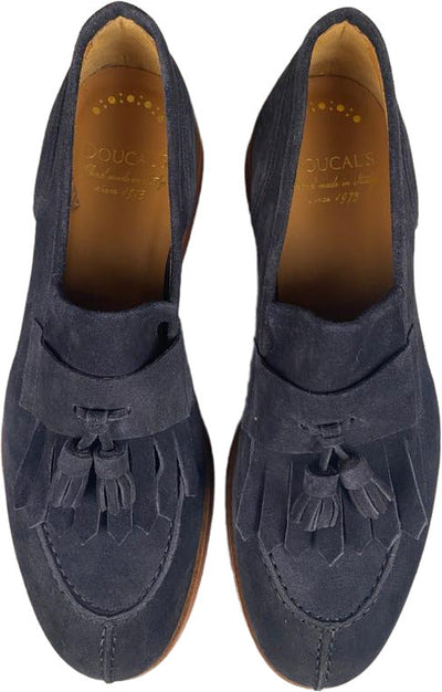 Scarpa uomo Doucal's - Mocassino in pelle scamosciata - Colore Blu