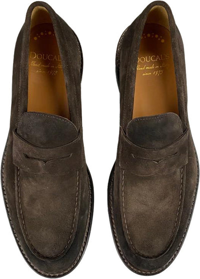 Scarpa uomo Doucal's - Mocassino in pelle scamosciata - Colore Marrone