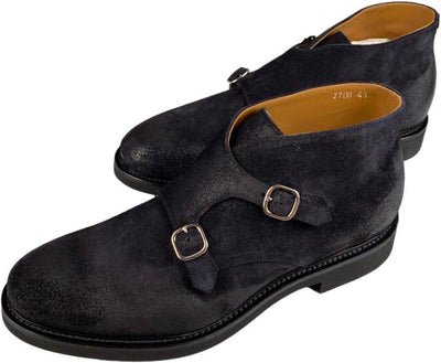 Scarpa uomo Doucal's - Polacchini Pelle Scamosciata Blu Doppia Fibbia