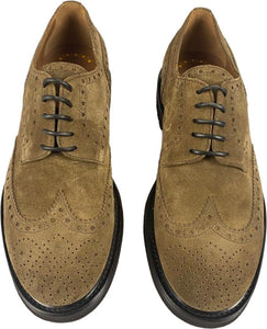 Scarpa uomo Doucal's - Stringate punta a fiore - in camoscio - Colore Tabacco