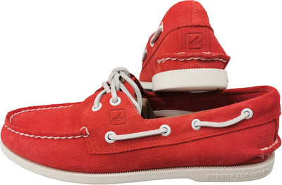 Scarpa uomo Sperry A/O 2-EYE Suede Rosso - mocassino Boat Shoes Eleganti